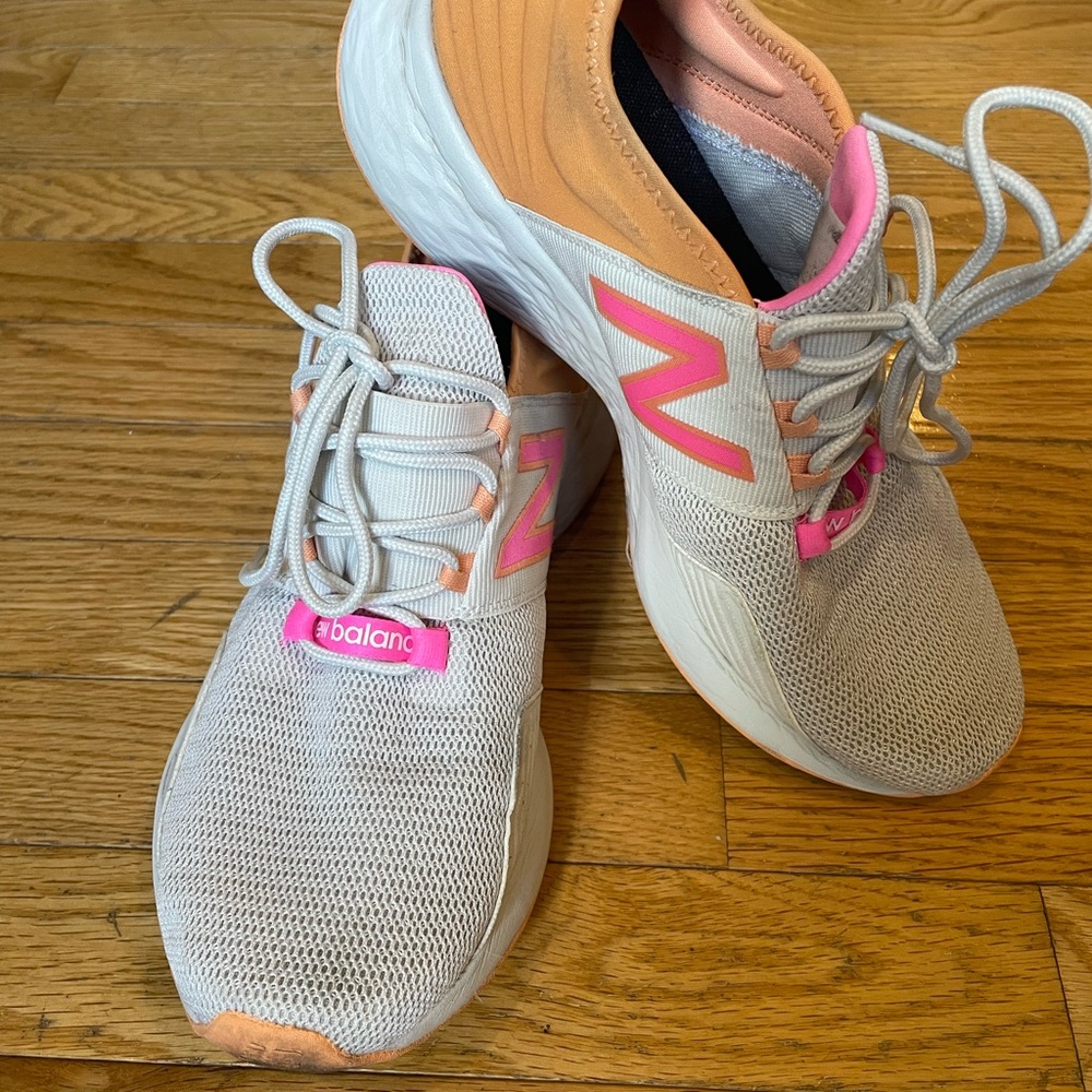 New Balance Women's Pink and White Running Shoes